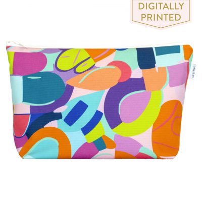 large brightly coloured zipper cosmetic pouch