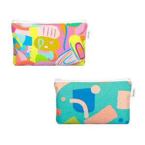 two colourful zip pouches
